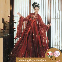 Abito Hanfu rosso nero Costume da ballo popolare Costume tradizionale cinese da fata nazionale Antica dinastia Han Princess Stage Outfits3005