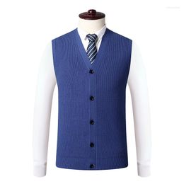 Men's Sweaters 2023 Design Buttons Cardigan Autumn & Winter Sleeveless Sweater Male Solid Color Knitwear Casual Knit Vest