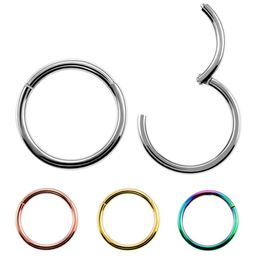 New Arrival 1PC Steel 14g 16g 18g Hinged Septum Clicker Nose Hoop Rings Ear Tragus Lip Piercing Nose For Unisex Jewelry211w