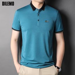 Men's Polos Top Grade 3% Mulberry Silk Summer Brand Man Brand Mens Casual Polo Shirt Short Sleeve Casual Tops Fashions Man Clothes 230720