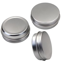 60g aluminum cosmetic jar 2 oz silver metal makeup jar pot container for cream powder gel use oil wax lip balm spice272R