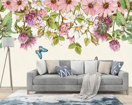 Wallpapers Custom Wallpaper Watercolour Hand-painted Peony Background Wall