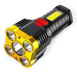 2000Lumen 5 Led Flashlight USB Rechargeable Powerful Zoomable Torches Lantern LED Tactical Flashlamp portable outdoor hiking camping working COB Torch lamp