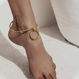 Anklets Fashion Irregular Round Metal Anklet Foot Chain Big Circle Charm Women Barefoot Sandals Bracelet Ankle On The Leg Beach Jewellery