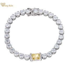 Bangle Wong Rain 100 925 Sterling Silver Crushed Ice Cut Lab Sapphire Citrine High Carbon Diamonds Chain Bracelet Fine Jewelry 230721