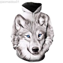 Men's Hoodies Sweatshirts Y2K Howl Wolf Hoodie 3D Animal Pattern Sweatshirt Men Women Hooded Autumn And Winter Clothing Fashion Harajuku Oversized Hoodie L230721