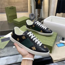 Designer Luxury Ace Web embroidery bee star sneakers black Casual Shoes Flat Matte Leather Sneaker Trainers With Original Box