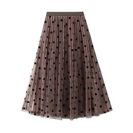 Skirts 2023 High Quality Elegant Women Clothes Female Wave Point Design Pleated Skirt Spring Summer Waist Gril Dress 230720