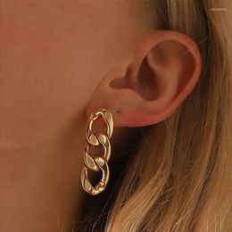 Dangle Earrings Punk Cuban Link Chain Stud For Women 2023 Trending Gold Colour Ring Clasp Earring Rock Vintage Jewellery Gift