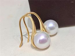Stud Earrings PERFECT 8-9mm SOUTH SEA WHITE Pearl 18Kp Gold