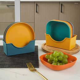 Plates Household Grade Spit Bone Dessert Fruit Snack Tray Round Square Home Dinner Dishes Set Utensils For Kitchen