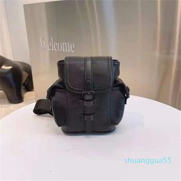 leather mini waist Bag backpack-Version Black White handbag Unisex style cross-body Bags Cool fashion Design with side