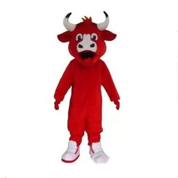 High quality red cow Mascot Costumes Halloween Fancy Party Dress Cartoon Character Carnival Xmas Easter Advertising Birthday Party Costume Outfit