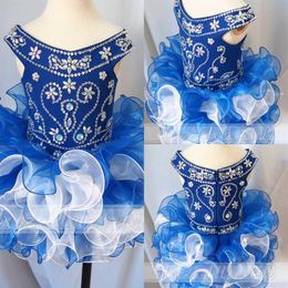 Cute 2019 Cupcake Kids Dress Girls' Mini Skirts Girls Pageant Gown off The Shoulder For Princess Formal Birthday Ball Gowns R208F