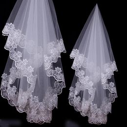 Bridal Veils Lace Applique Edge One Layer 60 inches Long Wedding Veil Bridal Veil Bridal Accessories Velo de novia166l
