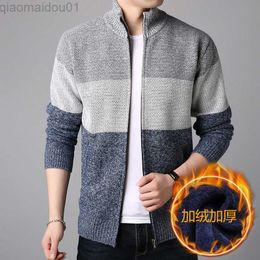 Men's Jackets 2022 New Spring Autumn Jacket Men Warm Cashmere Casual Wool Zipper Slim Fit Fleece Jacket Men Thin and Thick Coat Knitwear Male L230721