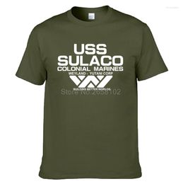 Men's T Shirts Fashion USCSS Nostromo T-Shirt Alien USS Sulaco Colonial Marines Aliens Off World Short Sleeve Tshirt Men Cotton O Neck Tees