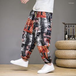 Men's Pants Linen Bloomers Loose Wide Leg Harem Autumn All-Matching Casual Ankle-Length Men