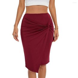 Skirts 2023 Autumn/winter European And American Women's Elastic Waist Twist Irregular Temperament Wrapped Hip Half Skirt