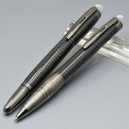 luxury black carbon fiber barrel roller ball ballpoint pens with crystal head stationery office business write gift pens214G