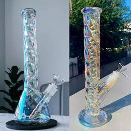 Glass Ice Bongs Glow in The Dark Beaker Tall Water Pipe Hookahs Downstem Perc Dab Rigs Colourful Bubbler Tube