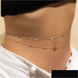 Belly Chains Trendy Sexy Double Layer Chain Fashion Bikini Waist Link Necklaces Body Jewellery For Women Accessories Gift Drop Delivery Dhxsa