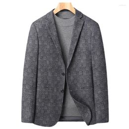 Men's Suits Arrival Fahsion High Quality Autumn And Winter Single West Dark Grid Fabric Suit Coat Elastic Leisure Size M L XL 2XL3XL 4XL