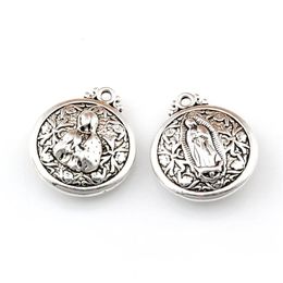 25Pcs lot Antique Silver Virgin Mary Charm Pendants For Jewellery Making Bracelet Necklace Findings 21x24mm A-481226D