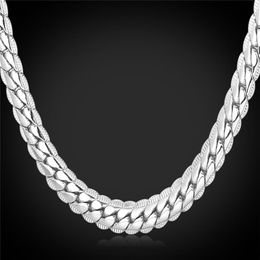 6MM 18 -32 Men Gold Chain Long Necklace Platinum Plated Jewelry Curb Cuban Link Chain Necklace266Y