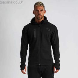 Men's Hoodies Sweatshirts New Men's Gym Cotton Sports Hoodies Jogger Fashion Zipper Jacket Casual Hooded Brand Male Clothing Running Coat Fitness Wear L230721