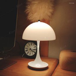 Table Lamps Rechargable USB Mushroom Desk Touch 3color Dimming Nordic For Bedside Le Decoration Bedroom Atmosphere Led