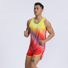 Men's Tracksuits Track And Field Uniform Quick Drying Marathon Running Vest Shorts Thin Breathable Training Clothes Sets Men Team Sport Suits 230720