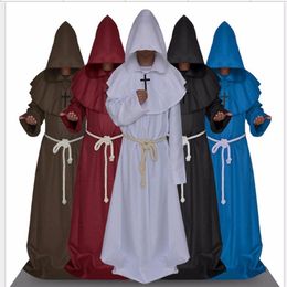Fashion New Unisex Renaissance Christian Priest Cosplay Robe Mediaeval Monk Sorcerer Pastor Robe Halloween Cosplay Costume287S