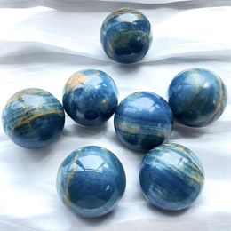 Jewelry Pouches Natural Blue Onyx Quartz Crystal Obelisk Sphere Ball Minerals Collections Healing Decorative Gemstones