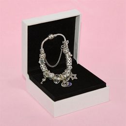 New Charm Star Moon Pendant Bracelet Luxury Designer Silver Plated Original Box Set for Pandora DIY White Crystal Beaded Bracelet283f