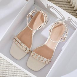 Dress Shoes 2023 Summer Outerwear Women's Sandals Fashion Rivet Design Career And Party Wear Ladies Casual Korean Style High Heel40-43