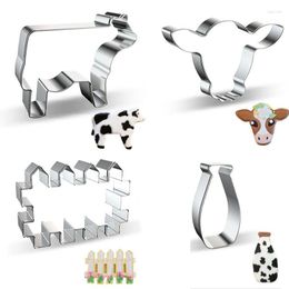 Baking Moulds 1pcs Patisserie Cow Cattle Milk Fence Stainless Steel Cookie Cutter Metal Biscuit Mould Fondant Cake Decor Tools Pastry Shop