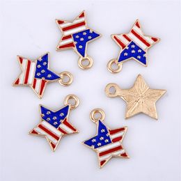 Bulk 200pcs lot enamel American Flag star charms Pendant Patriotic charms 16 15mm Good For Handmade Jewelry Making271S