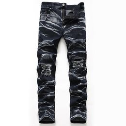 Men's Jeans Classic Direct Stretch Black Business Casual Denim Pants Slim Scratched Long Trousers Gentleman Cowboys309s