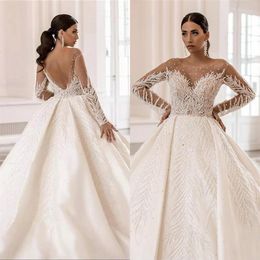 Romantic Sequins Tulle Ball Gown Wedding Dresses Vestido de Noiva Sexy Open Back Wedding Bridal Gowns Robe de Mariee224I