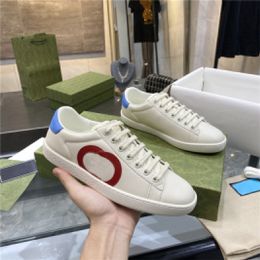 Designer Luxury Men's Ace Interlocking G Sneakers White Blue Casual Shoes Flat Matte Leather Sneaker Trainers With Original Box