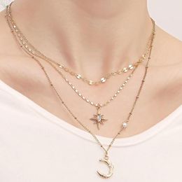 Chains Simple And Versatile Sky Star Moon Necklace Multi-layered Fashion Fringe Wearing Woman