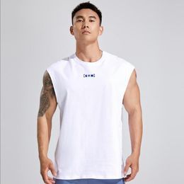 Men's Tank Tops High Quality Cotton Men Gym Workout Sleeveless Shirt Fashion Bodybuilding Singlets Fitness Stringer Vest Clothing