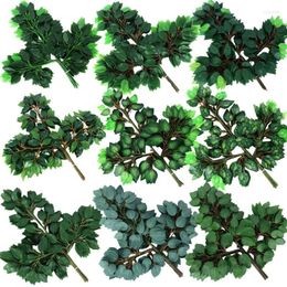 Decorative Flowers 12PCS Artificial Plant Banyan Tree Leaves Branches Plastic Fake Green Plants Home Outdoor Balcony Wedding Garden