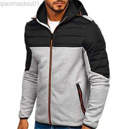 Men's Hoodies Sweatshirts Men's Hoodies Casual LongSleeve Zip Up Hoodie Men Sweatshirt Patchwork Hooded Sweatshirts Streetwear Hoody Cardigan L230721