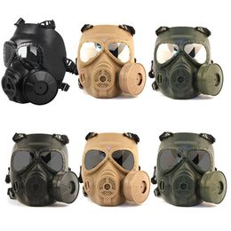 Tactical PC Lens Mask Airsoft Paintball Shooting Face Protection Gear Full Face with Air Filtration Fan245g