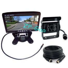 7 LCD 4 pin Monitor Car Rear view Kit 18 LED IR CCD Reversing Camera Backup System Waterproof 322E