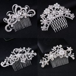 pearls Bridal Wedding Tiaras Stunning Fine Comb Bridal Jewellery Accessories Crystal Hair Brush hairpin for bride