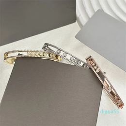 Bracelets Bangle Classic Designer S925 Sterling Silver Three Hollow Movable Crystal Cuff Bangle For Women Jewellery