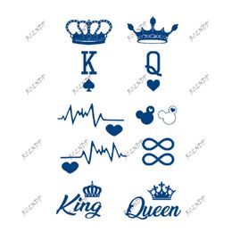 Waterproof Temporary Juice Tattoo Sticker Crown Queen King Rose Flower Love Heart Pattern Flash Tatoo Fake Tatto for Men Women